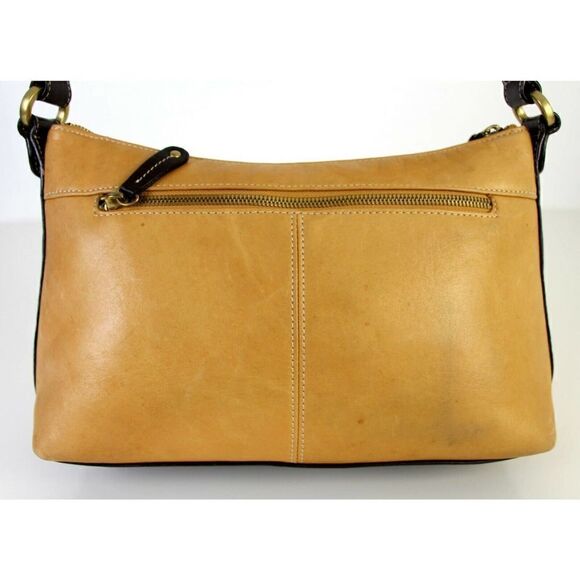 SMALL Tignanello TAN BEIGE BROWN GENUINE LEATHER HOBO HANDBAG PURSE SHOULDER BAG - Picture 9 of 12